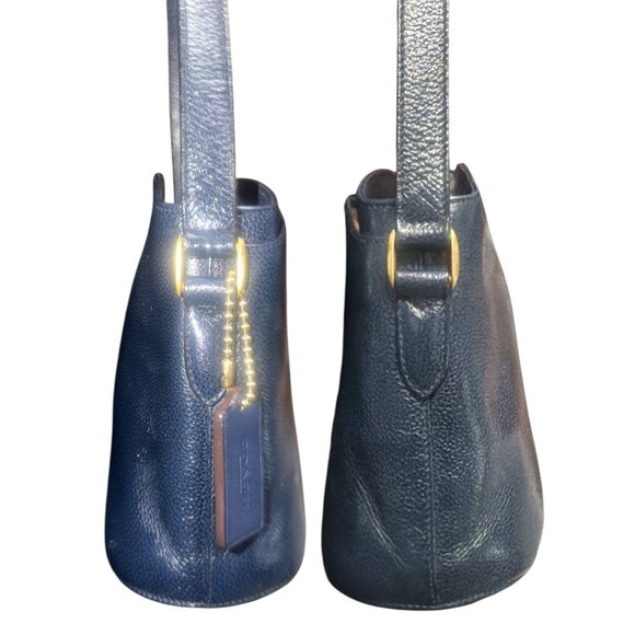 VTG Coach Madison Pierre Bag 4406 Navy Caviar Pebbled Leather Double Zip Italy - Picture 6 of 9